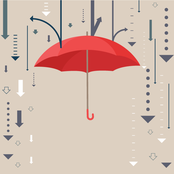 immagine di un ombrello sotto la pioggia a simboleggiare la protezione necessaria per ripararsi da un attacco ddos